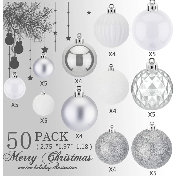 Juletre hengende kuler for juletre, dekorasjonsrep Baubles Set