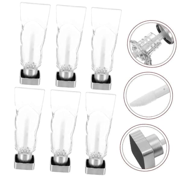 6 stk. leppestift tomme tuber påfyllbare lipgloss-tuber lipgloss-beholdere lipgloss-flasker leppepomade-tuber tomme lipgloss-tuber leppepomade-flaske plast,