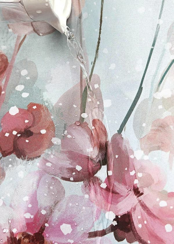 Färgglatt Duschdraperi med Rosa, Romantiska Vildblommor för Badrum