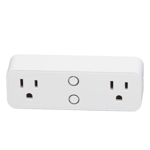 Dobbel Smartplugg WiFi Bluetooth-uttak Kompakt Kompatibel for Google Home Stemmestyring med Hylle 100-240V