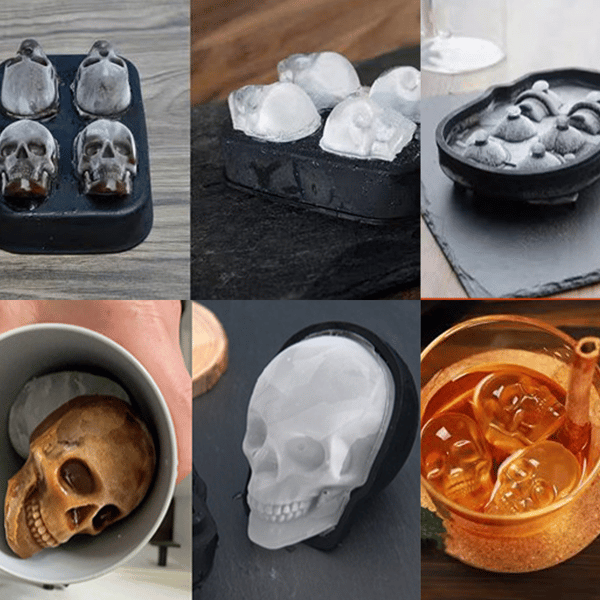 3D Skull Ice Cube Molds, Svart BPA-fri Silikon Isbitformer style 1