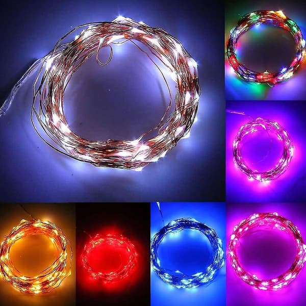 10m 100led kobbertråd julebryllupslenke Fairy Light Lampe Batteridrevet