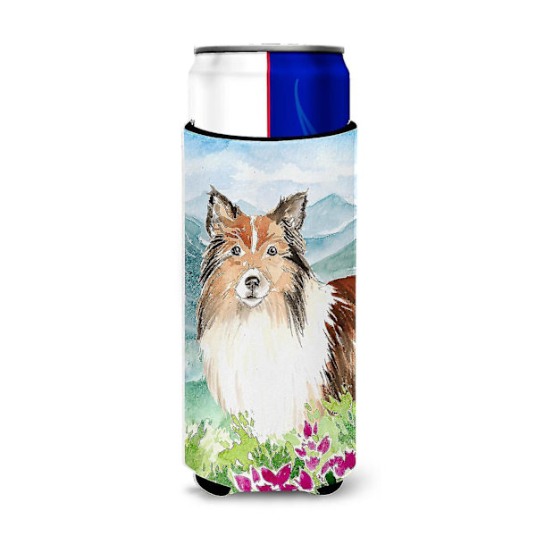 Mountain Flowers Sheltie Michelob Ultra Hugger för smala burkar