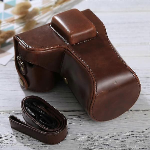 Fuld Krops Kamera PU Læder Taske Med Rem Til Samsung Nx300 (kaffe)