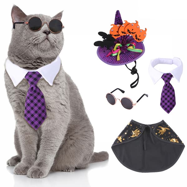 1Set Halloween Cat Hat Clothes e Pet Dress Up Cosplay Halloween 3