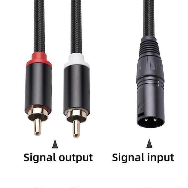 2m/1m lyd RCA-kabel hann til 2 XLR 3-pinners hann hunn Cannon forsterker mikseplugg AV-kabel