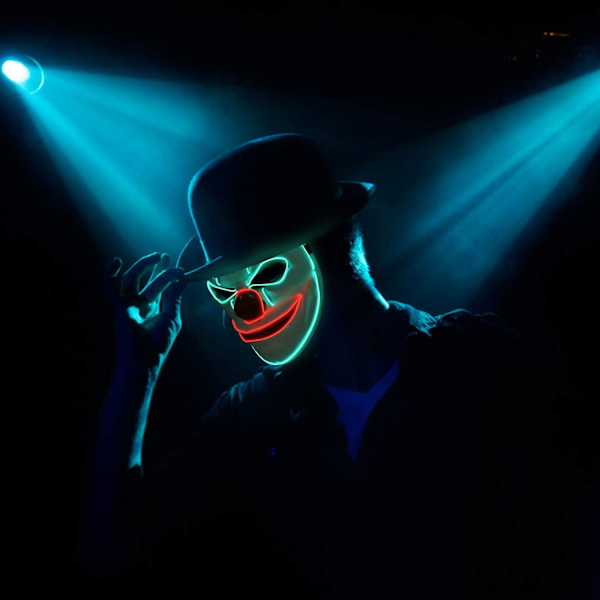Halloween-naamio, LED-naamio 3 salamointitilalla, klovninaamio lapsille