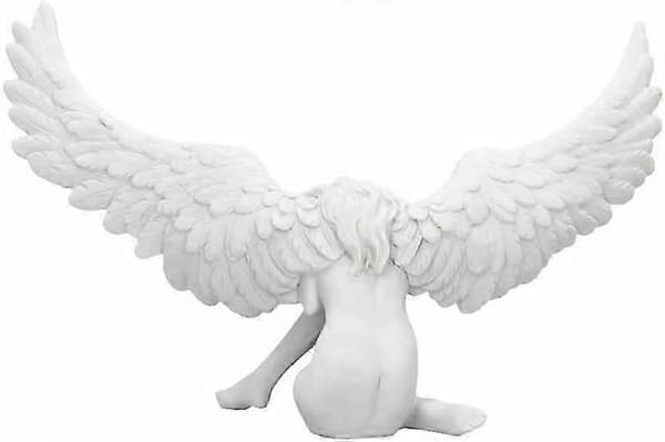 Religiøs harpiksstatuett i form av en engel til hagen