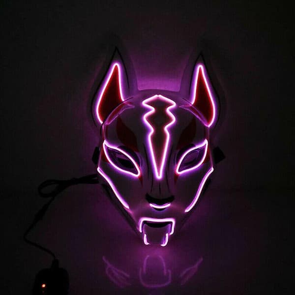 Halloween Fox Drift Mask Ljusmask Rollspel Pink