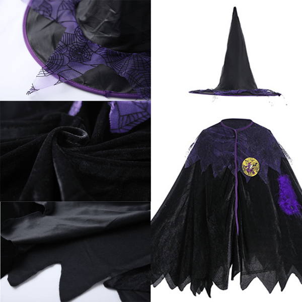 Unisex hellängd huva lång sammet Cape Kostym, lila, 120 cm 120cm