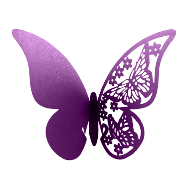 Sommerfuglbryllup Navneplasseringskort Pearlescent Card Purple