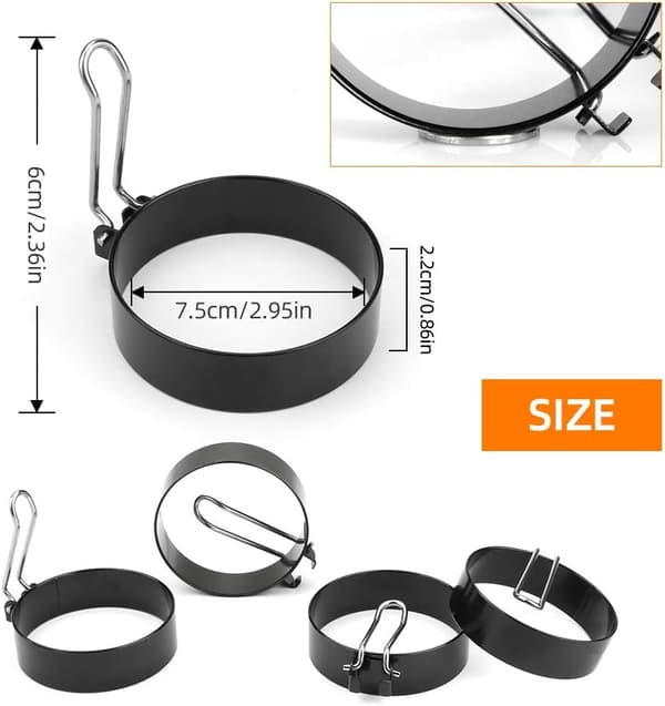 Non-Stick Egg Rings, 4 stk. runde eggformer i rustfritt stål for steking