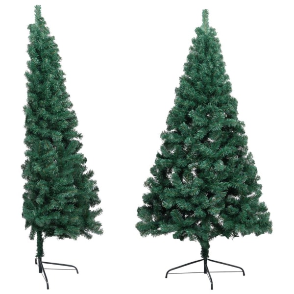 vidaXL Puolikas muovikuusi LED-valoilla ja joulupalloilla vihreä 150 cm Grön