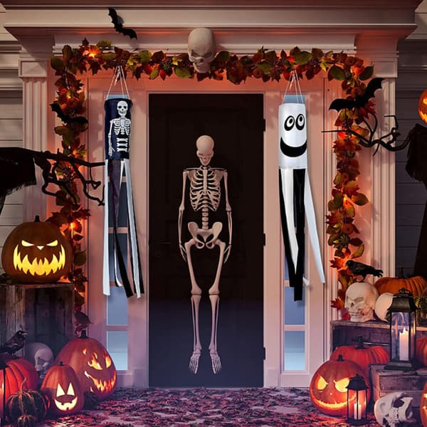 Halloween Vindflöjel Flagga Yard Trädgård Gräsmatta Plug Poles Castle