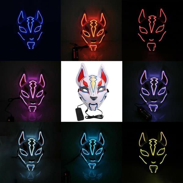 Halloween Fox Drift Mask Ljusmask Rollspel Yellow