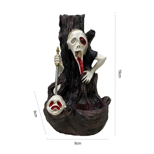 Kreativt malet kranie backflow røgelse halloween aromaterapi