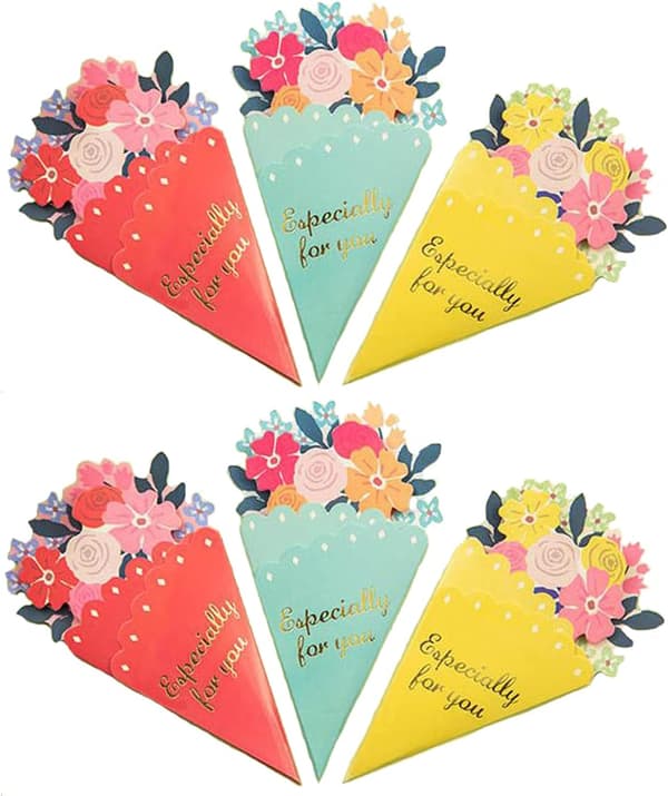 *6 mini lykønskningskort blomsterform fødselsdagsgave gavekort dekora*