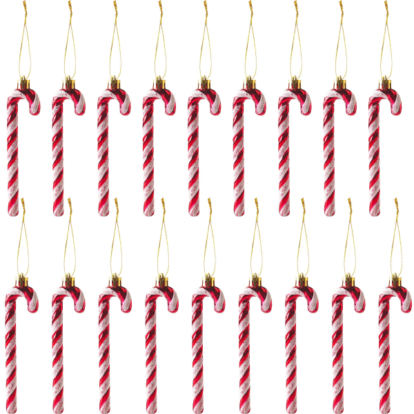 18 kpl joulukimalle Candy Cane -keppikarkkiriipuksia (punainen)