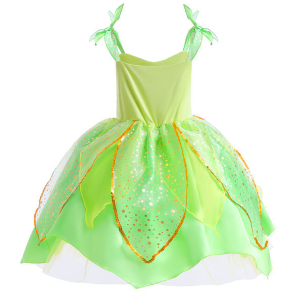 Halloween Elf Girls Green Fairy Dress Julklänning 120CM