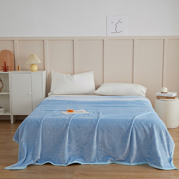 Puhtaan värin vehnäntähkäkuvioinen plyyshuopa, taitettava, pitää lämpimänä, mukava huopa vuodesohvalle Sky Blue 70*100cm