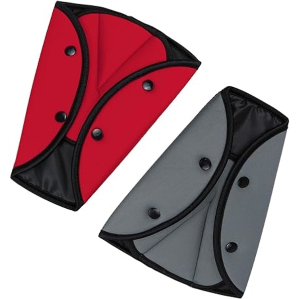2 stycken triangeljusteringsdyna för säkerhetsbälte (röd+grå), säkerhetsbälte