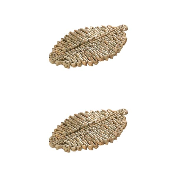 1/2/3/5 Rattan Placemat för Creative Thicken Khaki Leaf Shaped Light Brown 23x16cm 2Set