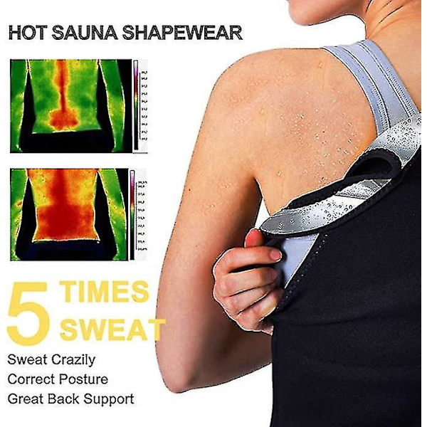 Bastu kostym för kvinnor waist trainer för dam svett linne Shaper för kvinnor med dragkedja Black L