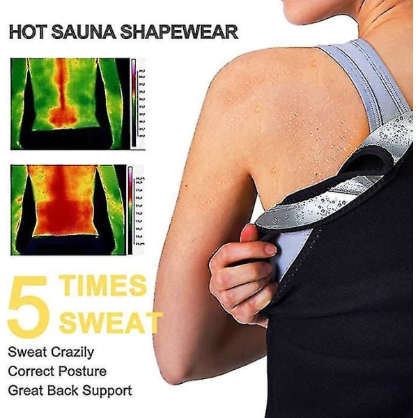 Sauna kostume til kvinder waist trainer til damer sved undertrøje Shaper til kvinder med lynlås Black L