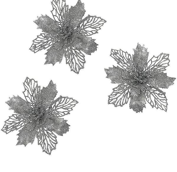 24st Glitter Julstjärna Artificiell Silver