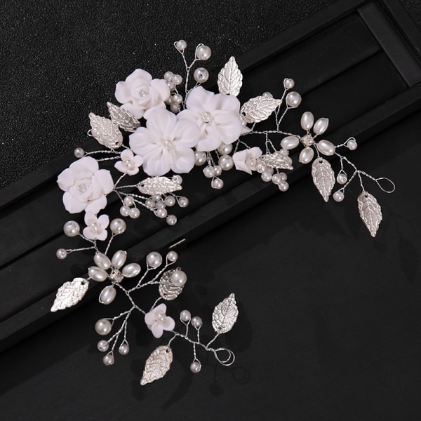 Sølv#E Bryllup Krystall Hårranker Blomst Blad Hodeplagg Bryllu