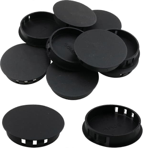 10st Svarta Hålpluggar 50mm/2\" Plast Rund Infälld Typ Snäpplåsande Hål Rör Blindlock/yy