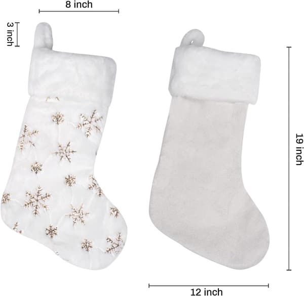 19 tums klassisk vit julstrumpa, behåll väl formen när