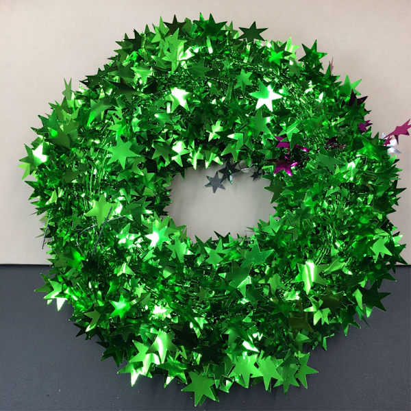 2 rullar Sparkly Star Tinsel Girlander med tråd till jul green