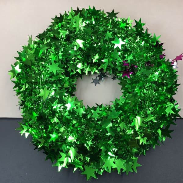 2 ruller Sparkly Star Tinsel Girlander med tråd til jul green