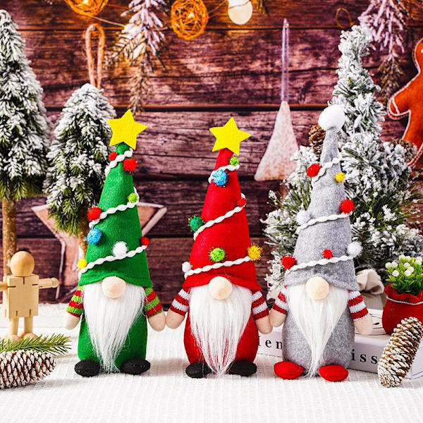 Kääpiönuken ainutlaatuinen hatun muotoilu koristaa pehmeää joulukoristefestivaalia grey