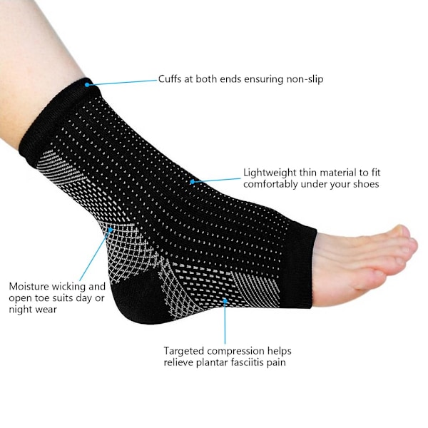 2 par kompressionsstrumpor/ankelbandage för effektiv kompre black L/XL