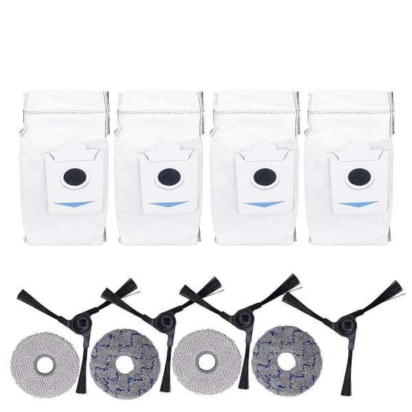 4 STK Støvsuger Sidebørster Støvposer Moppeklud Tilbehørssæt Robotstøvsuger Reservedele til X2 X2 Pro X2 Omni DEX86