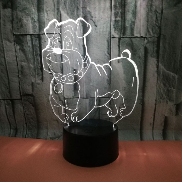 3D New Exotic Dog Night Light Touch Bord Skrivbord Opt