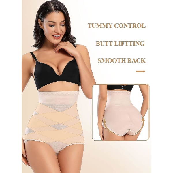 Damer agkontroll Trosor Shapewear Slimming Trosor Shaping Trosor Hög midja Underkläder Butt Lifter Body Shaper Beige*x Cross M