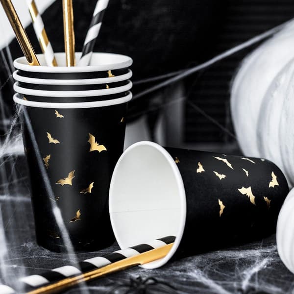 Pappkrus 6stk - Flaggermus, Halloween black
