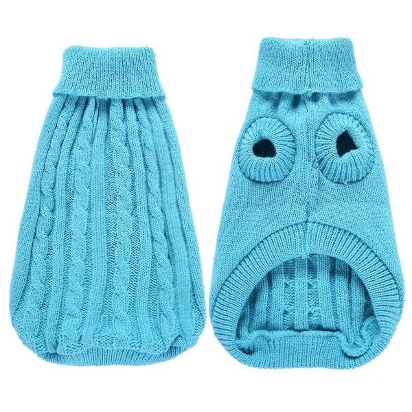 Pet Sweater, Turtleneck Knit Jumper Hundtröja Varm kappa Söt valp Kattkläder blue xs