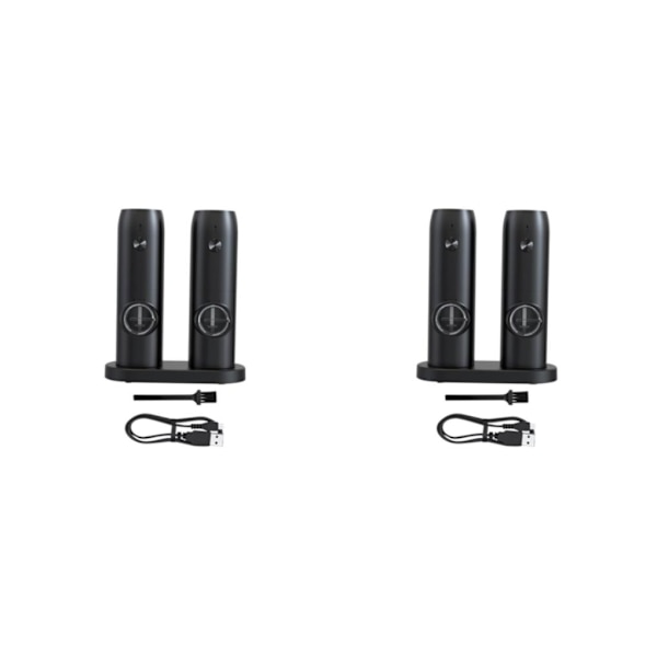 1/2/3 Elektronisk Peberkværn USB Genopladelig Justerbar Double with base 2Set