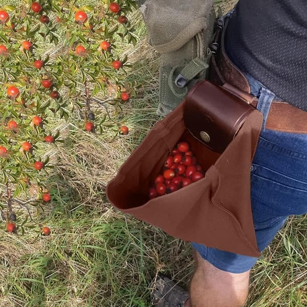 Läder- och kanvas-bushcraftväska Upkey Dam- och Herrbältesväska B