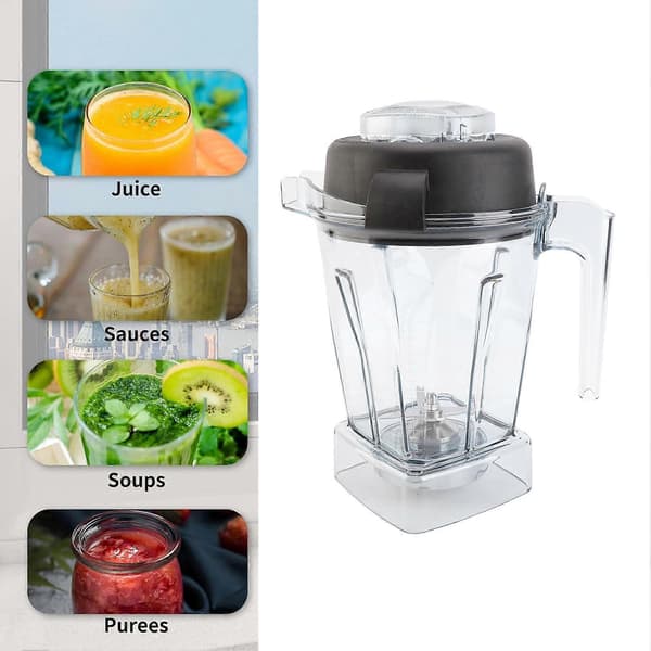 Blenderudskiftningsbeholder 48oz ABS Gummi Klar Forseglet Blenderkande med Rustfrit Stålblad og Låg