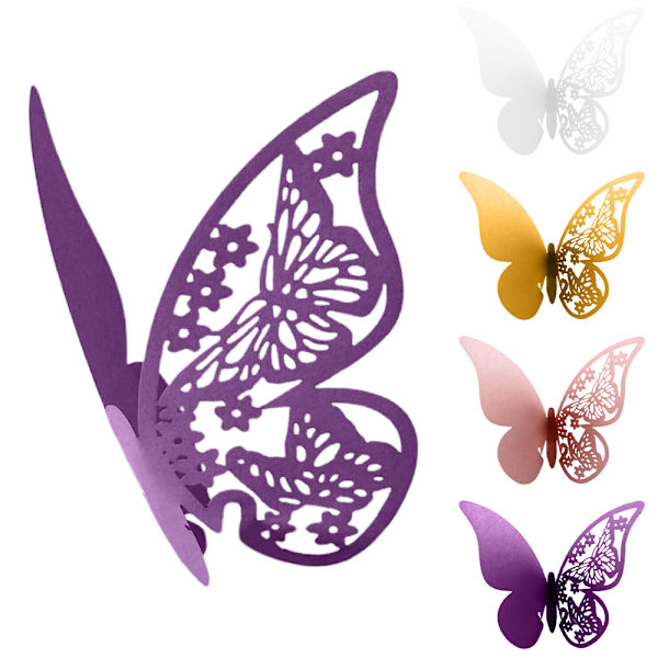 Sommerfuglbryllup Navneplasseringskort Pearlescent Card Purple