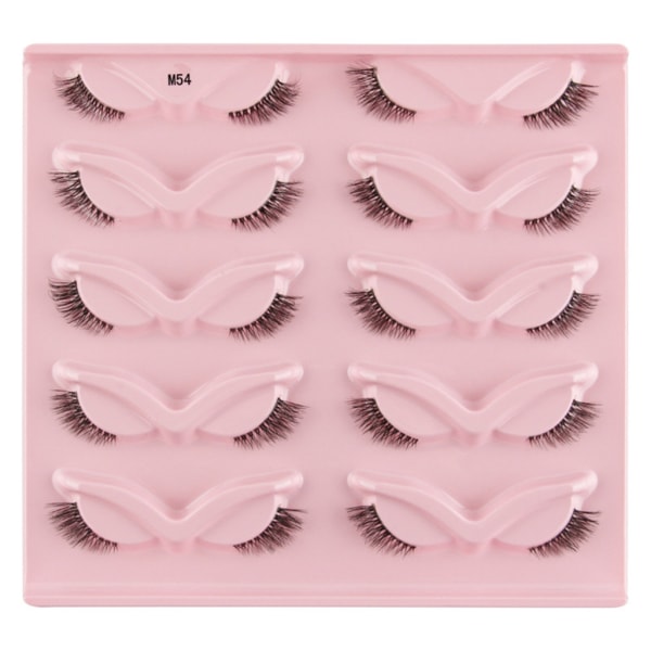 Halvfransar Naturligt utseende Wispy Cat-ye Ögonfransar 3D lösögonfransar Fluffy-Soft 10 Par Faux Mink Fake Lashes Sets E