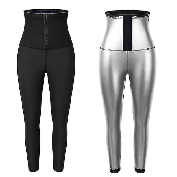 Sved Sauna Waist Trainer Body Shaper Vægttab Slankende Bukser Shapewear Black-Silver XL