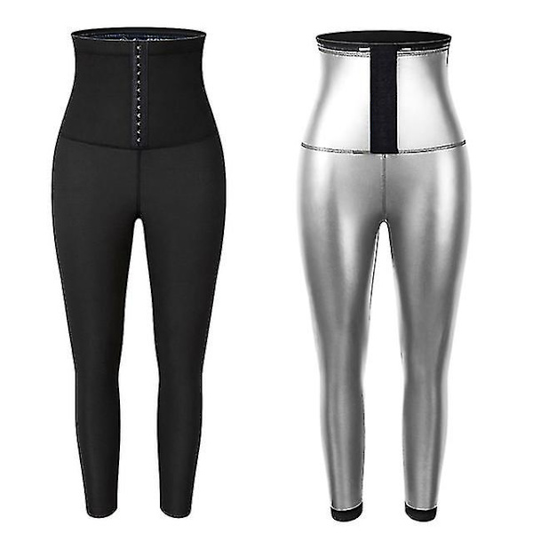 vett Bastu Waist trainer Body haper Viktminskning limming Byxor hapewear Black-Silver S
