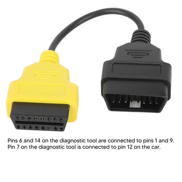 OBD2 diagnostisk kabelkontakt skanneverktøyadapter erstatning for Fiat ECU-skanner