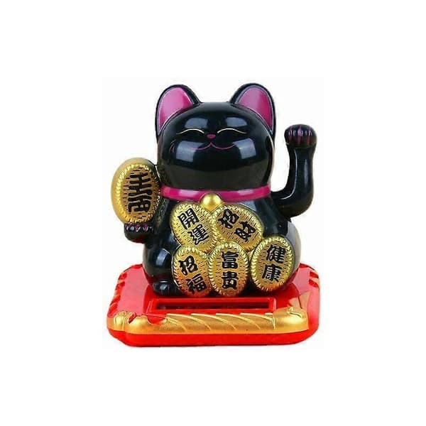 Solar Lucky Cat Statue og andre dekorative gjenstander med vinkende armkatt Maneki Ne